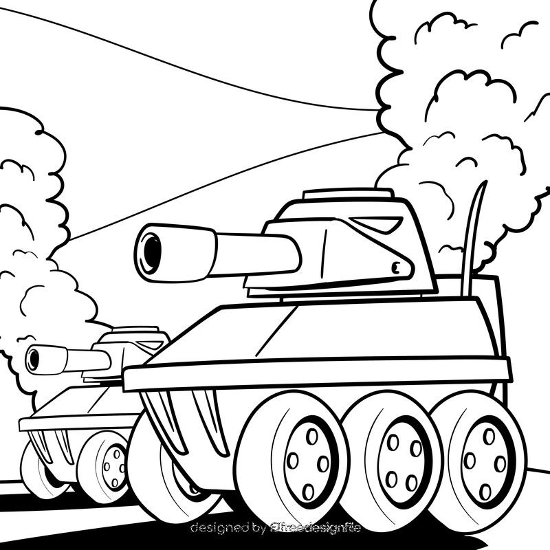 Tank cartoon black and white vector free download