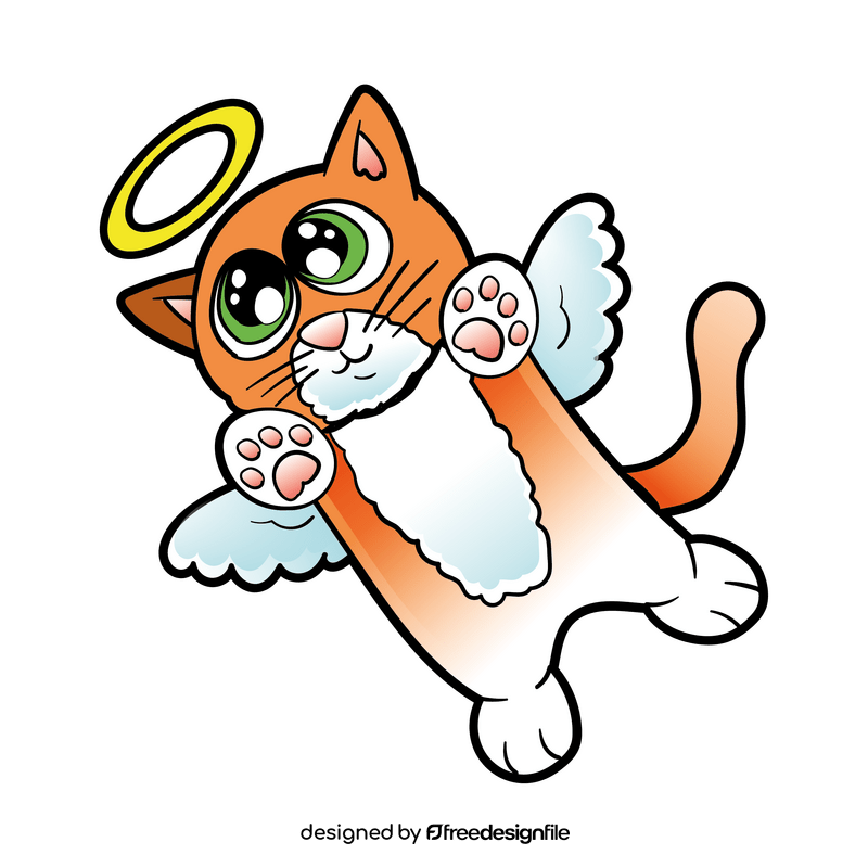 Cat angel cartoon clipart