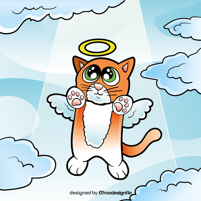 Cat angel cartoon vector