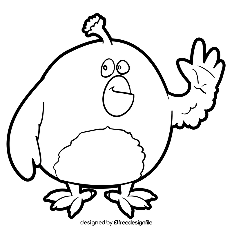 Angry birds cartoon black and white clipart