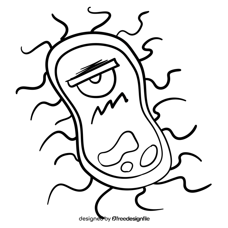 Bacteria cartoon black and white clipart