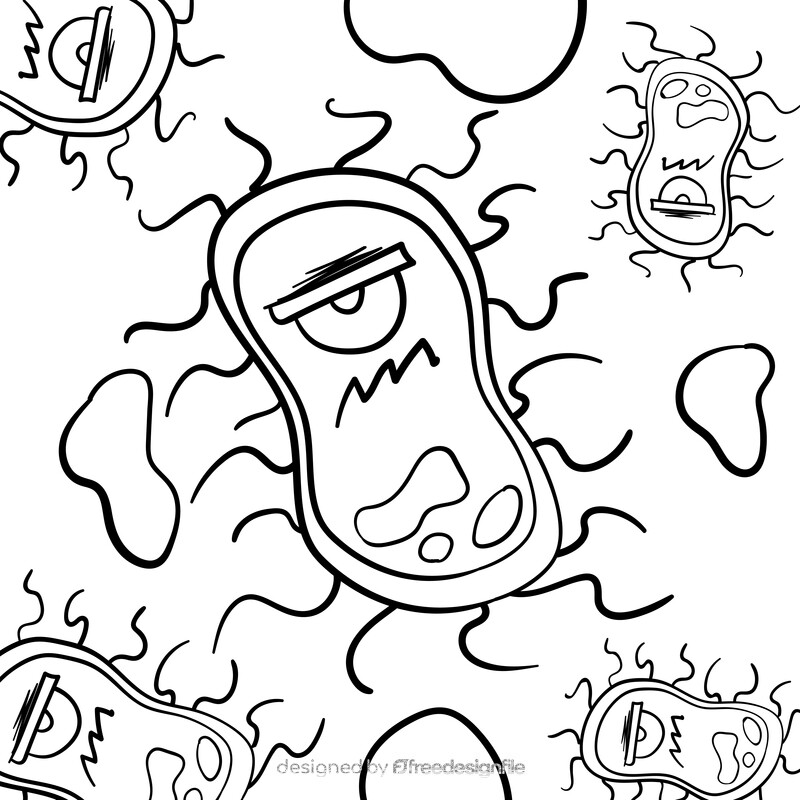 Bacteria cartoon black and white vector