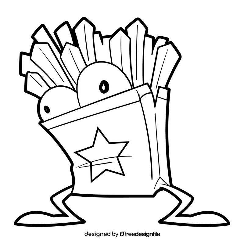 Chips cartoon black and white clipart