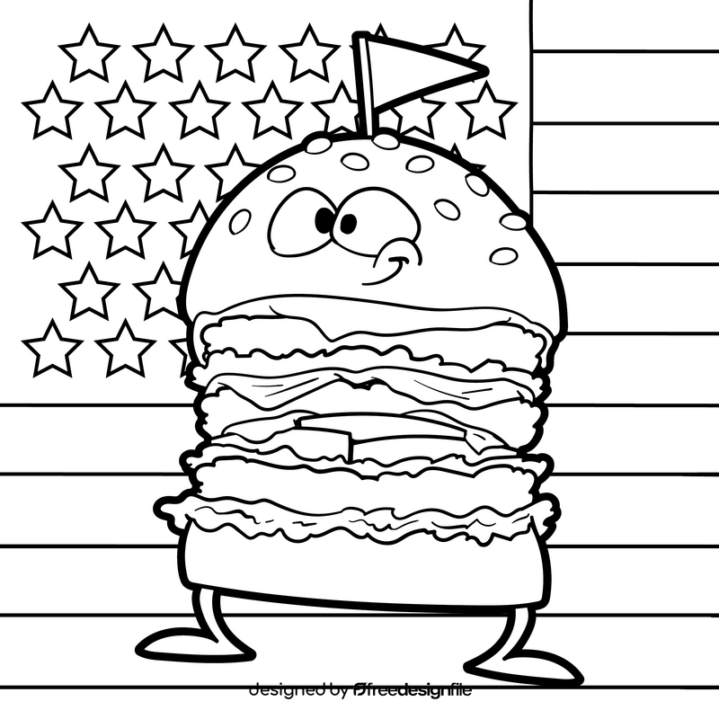Hamburger cartoon drawing black and white vector