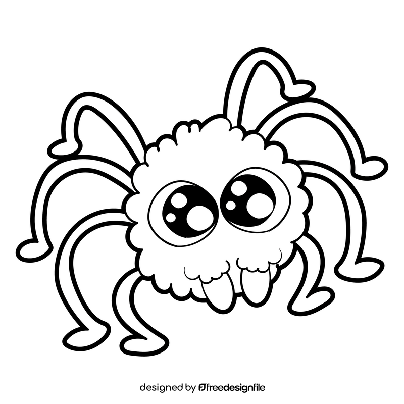 Spider cartoon black and white clipart