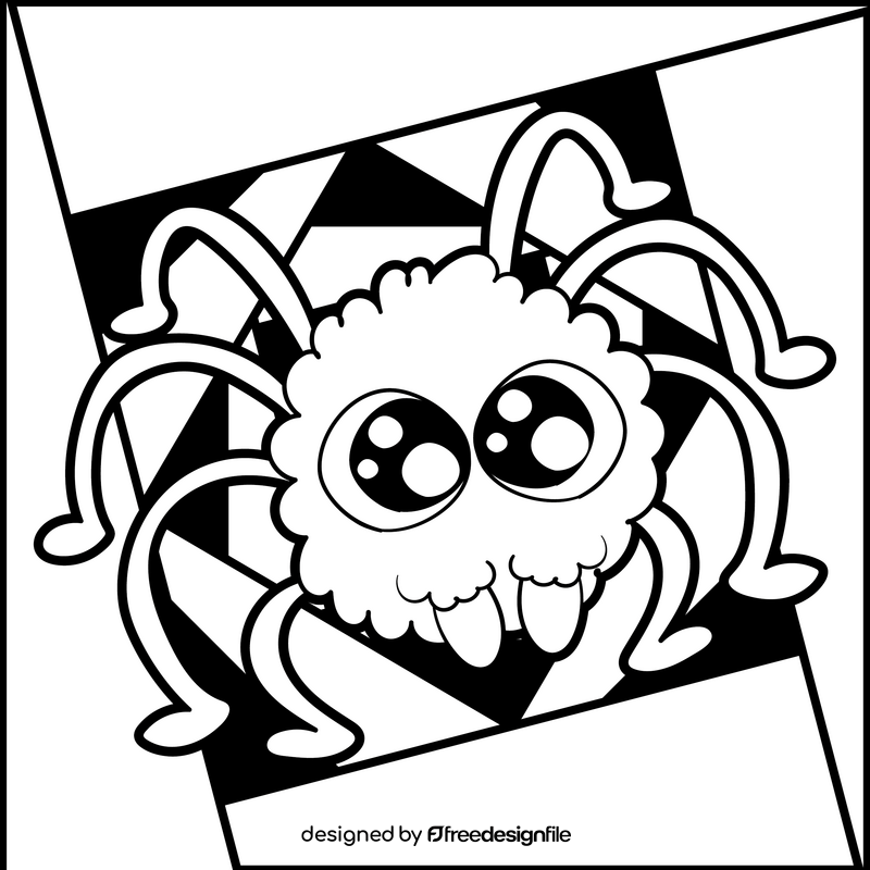 Spider cartoon drawing black and white vector