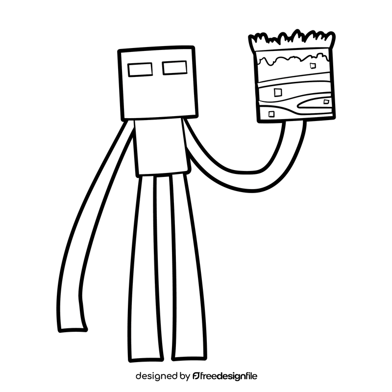 Minecraft cartoon black and white clipart