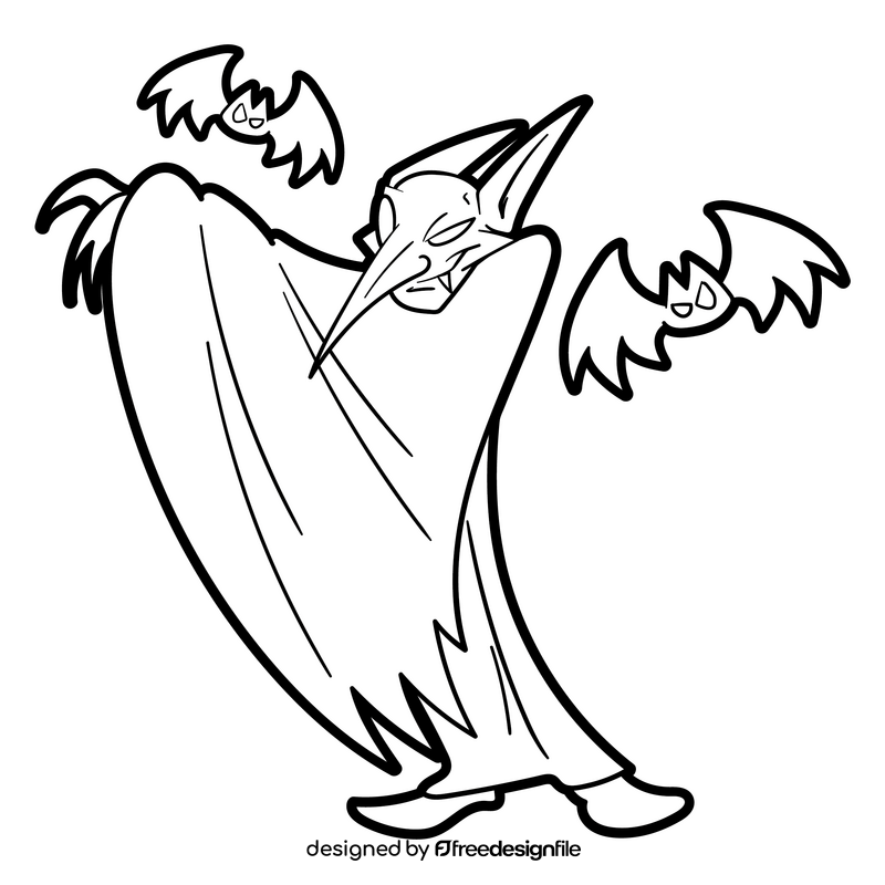 Vampire cartoon black and white clipart