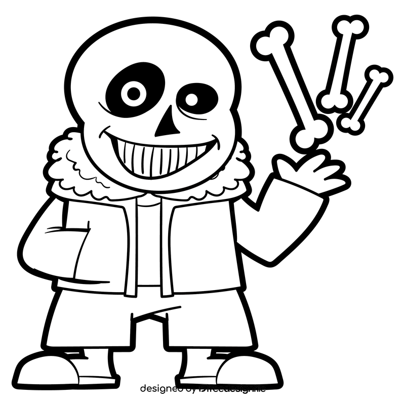 Undertale cartoon black and white clipart