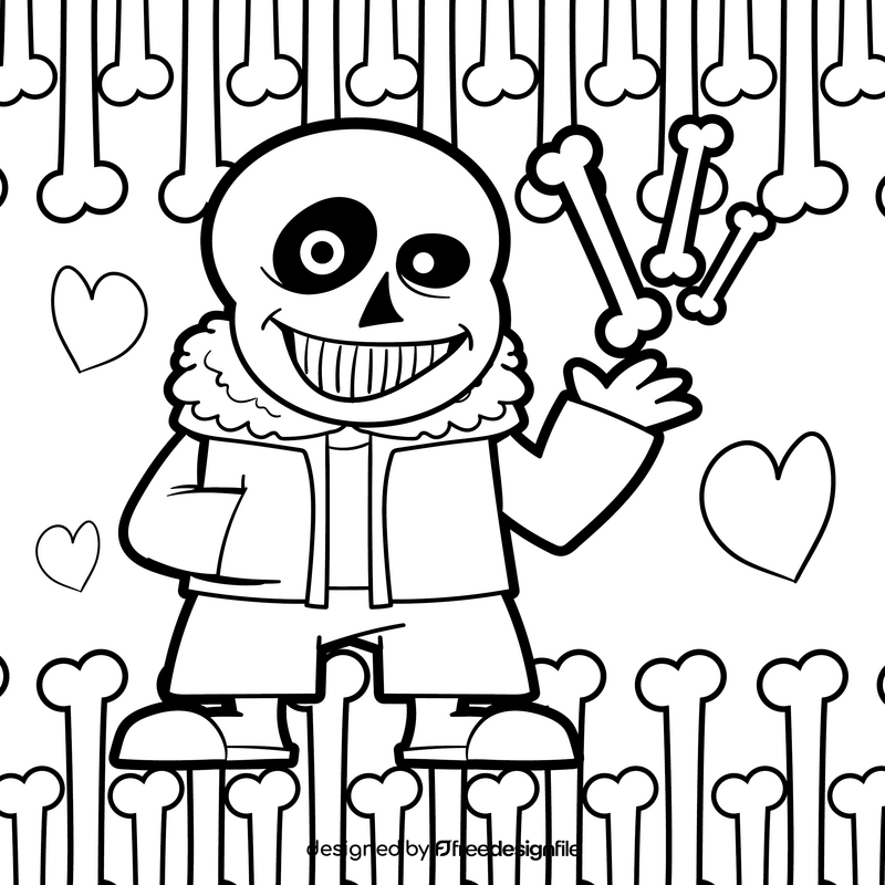 Undertale cartoon drawing black and white vector