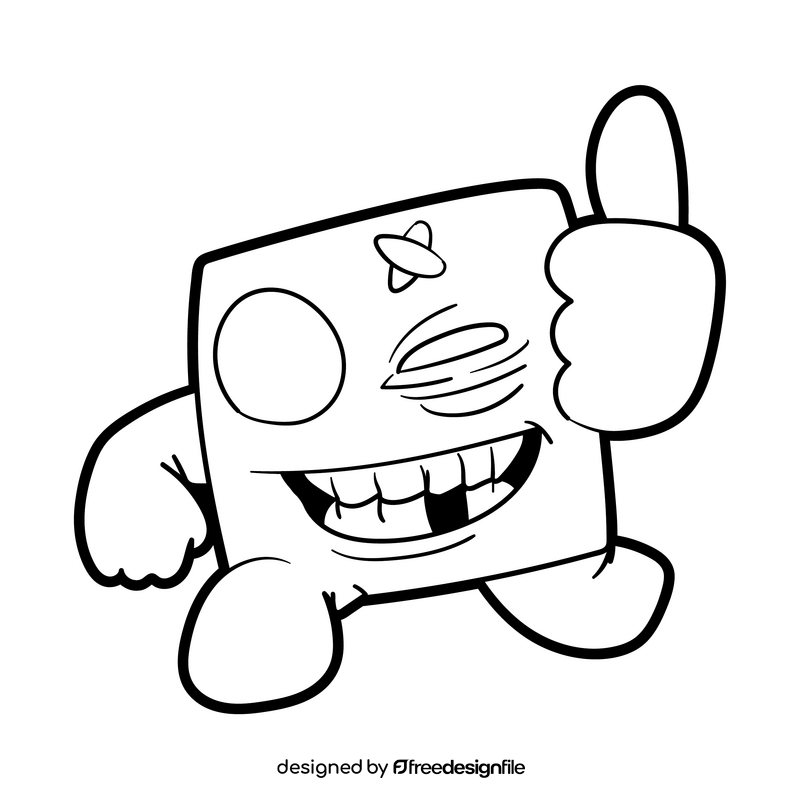 Super Meat Boy cartoon black and white clipart