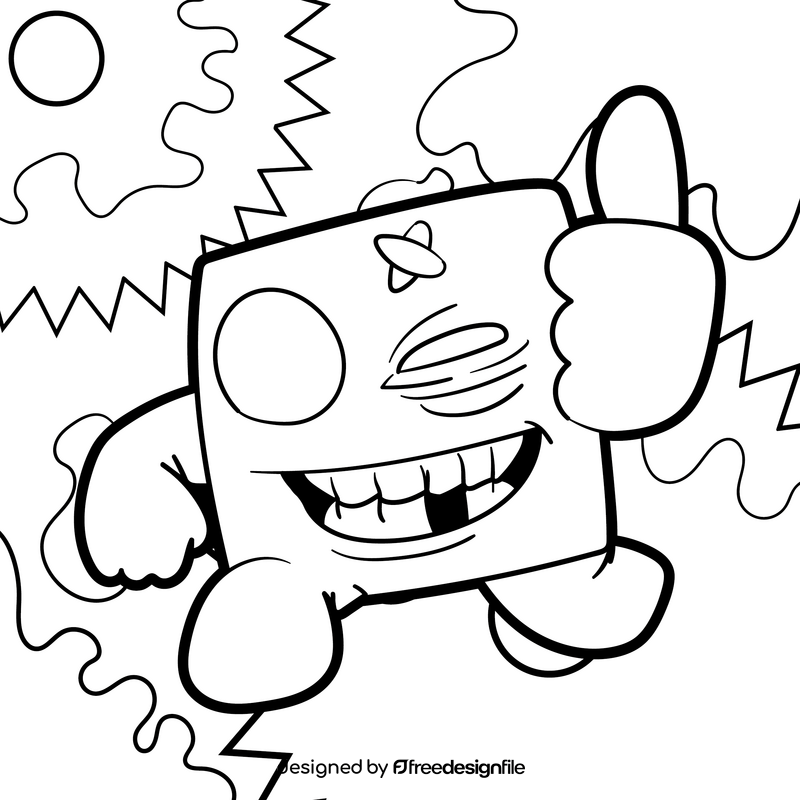 Super Meat Boy cartoon drawing black and white vector