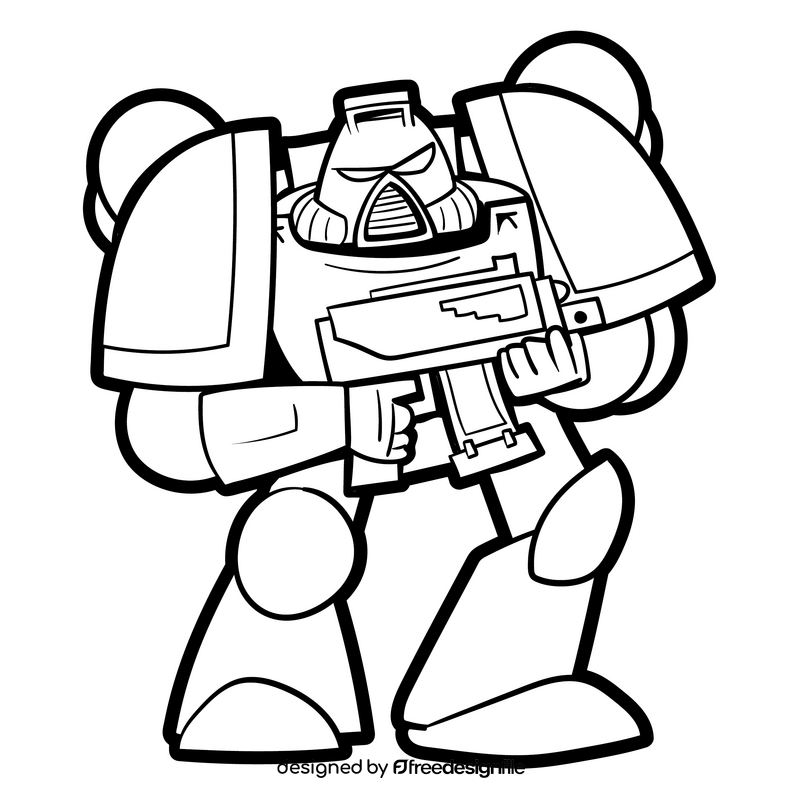 Space Marine cartoon black and white clipart