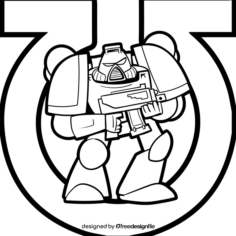 Space Marine cartoon drawing black and white vector