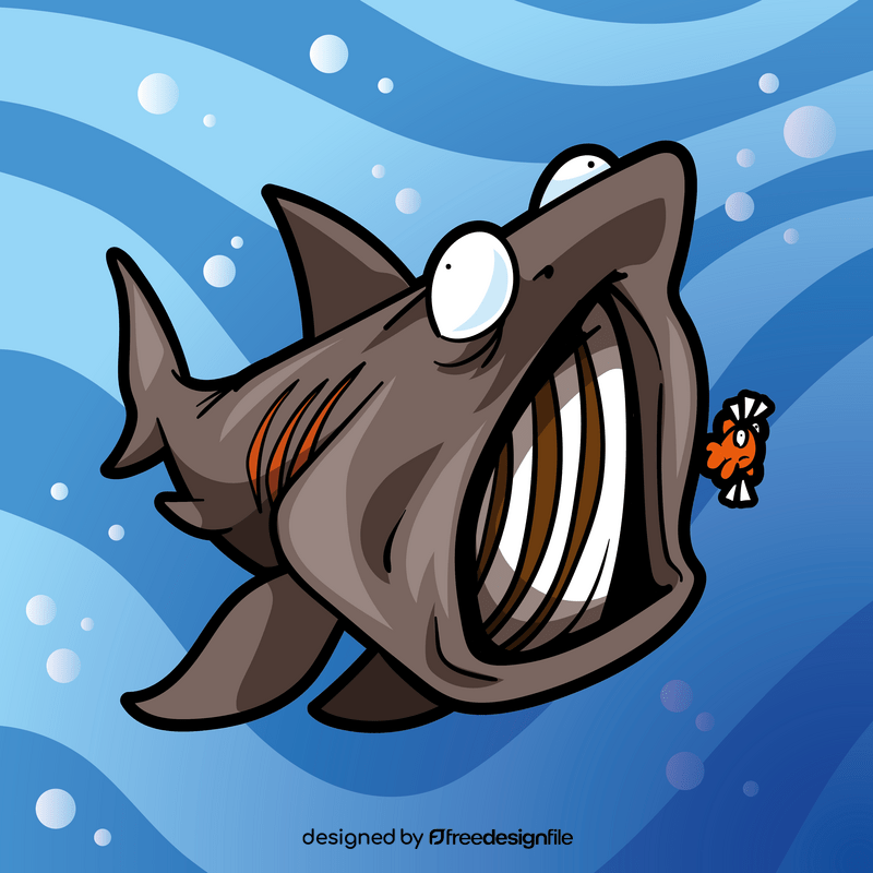 Basking shark cartoon vector