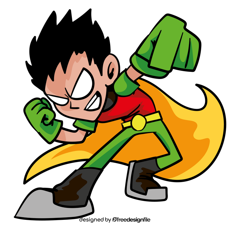 Robin superhero cartoon clipart