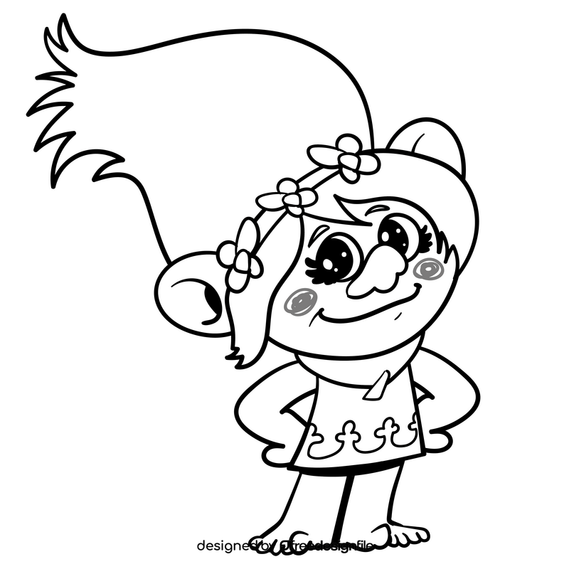 Trolls cartoon black and white clipart