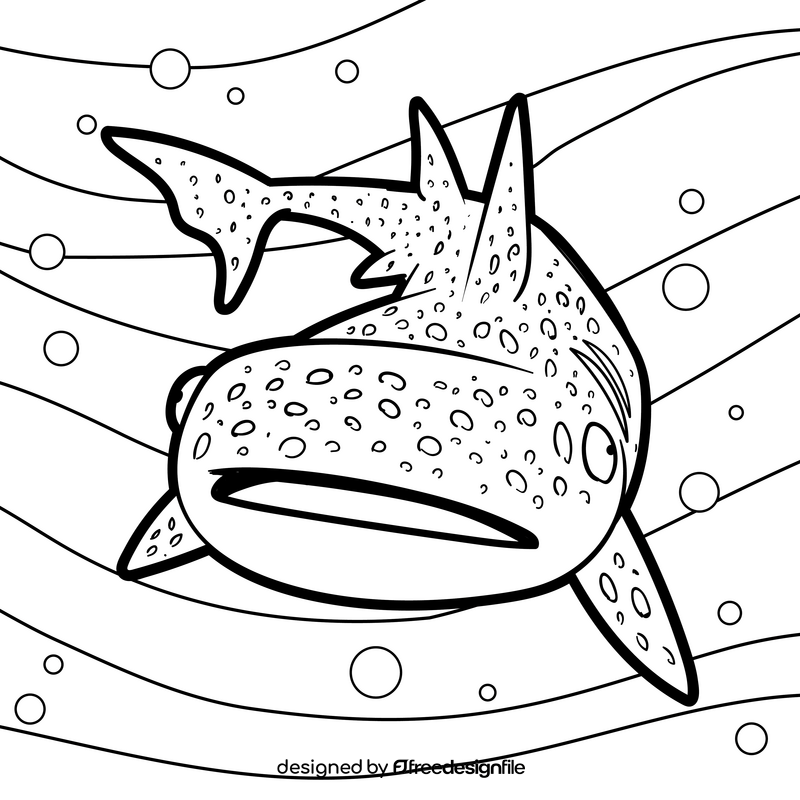 Whale shark cartoon drawing black and white vector