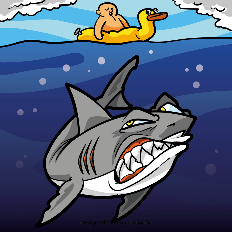 White shark cartoon vector
