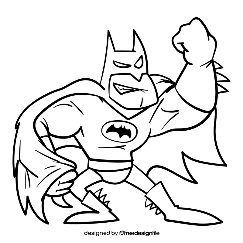 Batman superhero cartoon black and white clipart