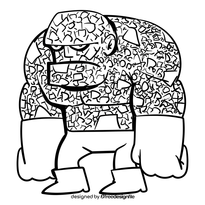 Thing superhero cartoon black and white clipart