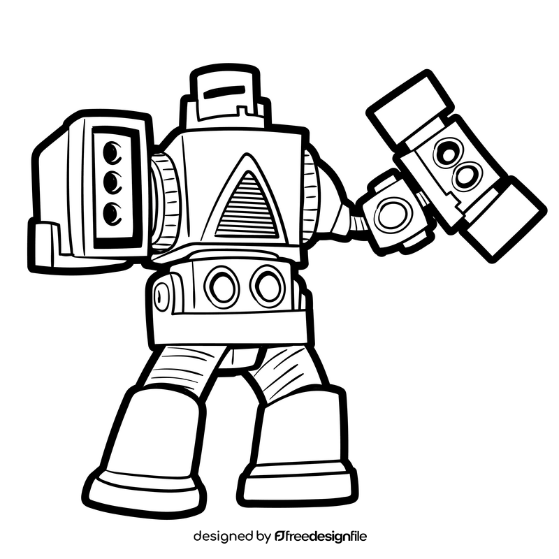 Mega Zord cartoon black and white clipart