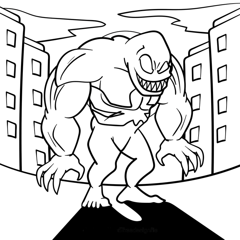 Venom superhero cartoon drawing black and white vector