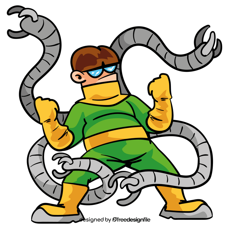 Doctor octopus superhero cartoon clipart