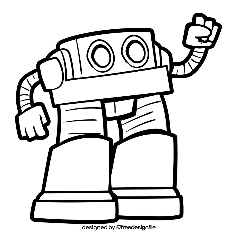 Blue Zord cartoon black and white clipart