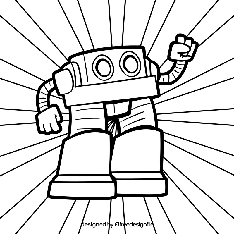 Blue Zord cartoon drawing black and white vector