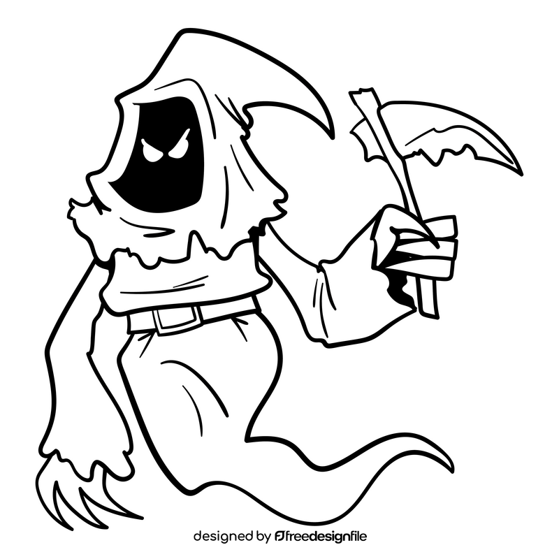 Fantasy ghost cartoon black and white clipart