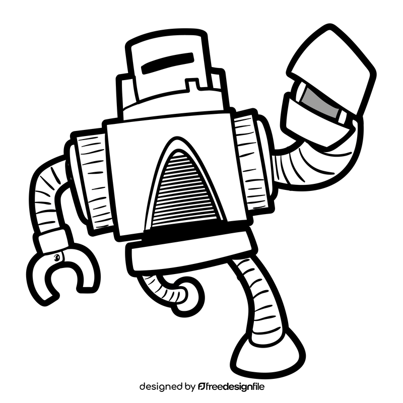 Red Zord cartoon black and white clipart