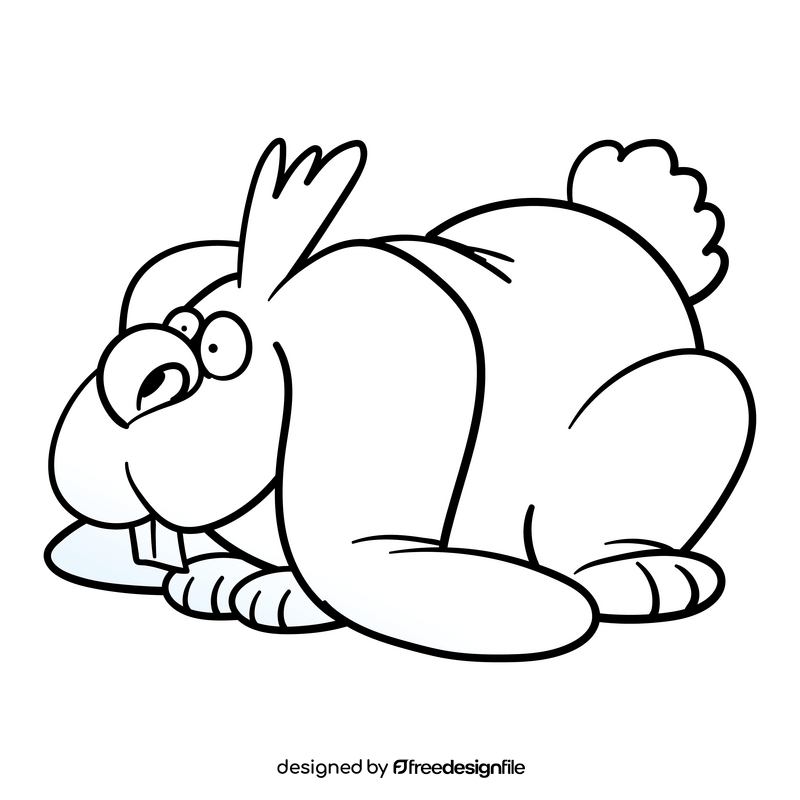 Rabbit cartoon black and white clipart