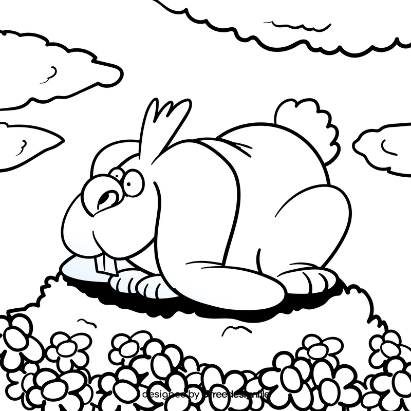 Rabbit cartoon drawing black and white vector