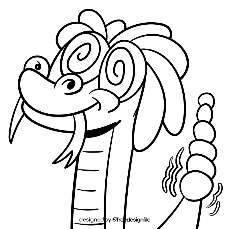 Snake cartoon black and white clipart