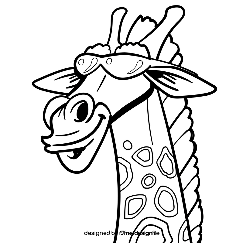 Giraffe cartoon black and white clipart