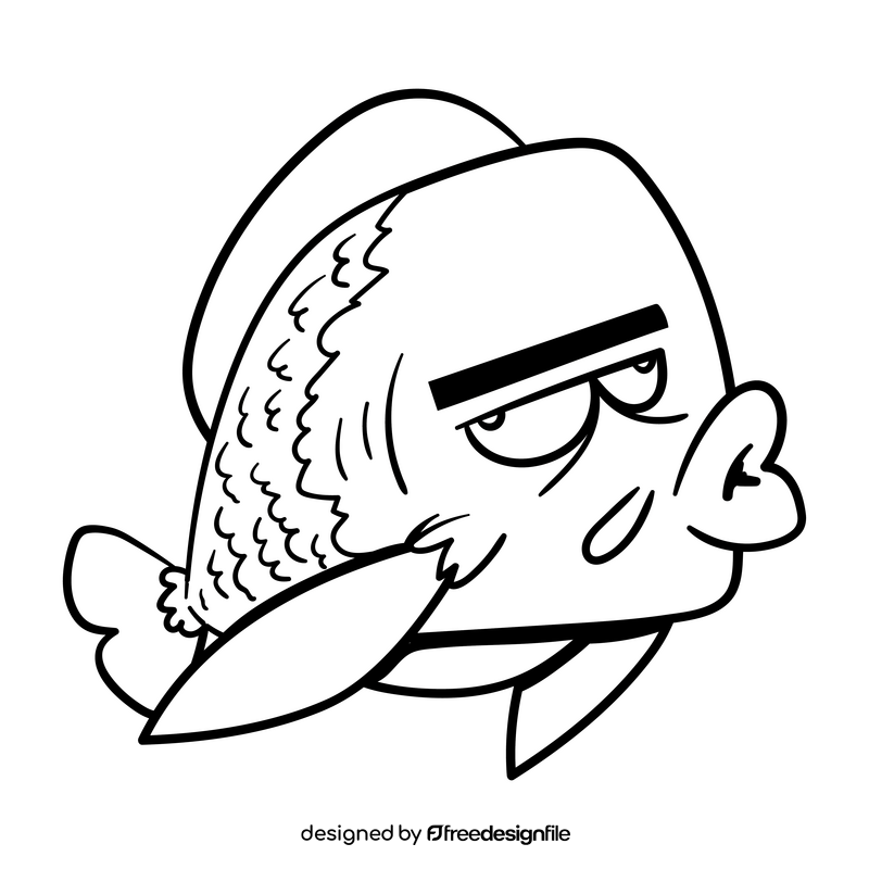 Fish cartoon black and white clipart