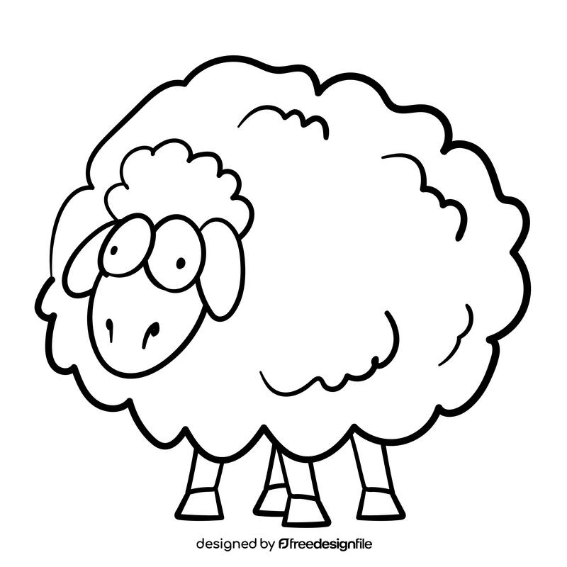 Sheep cartoon black and white clipart