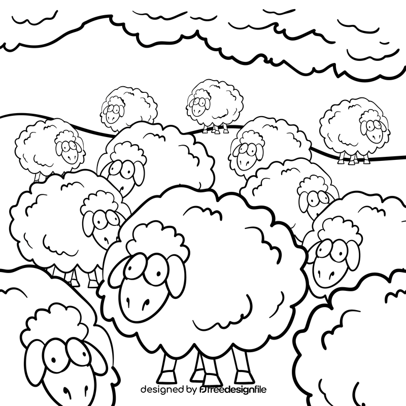 Sheep cartoon drawing black and white vector