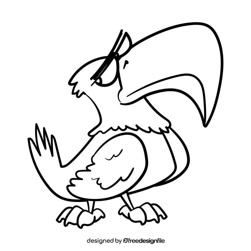 Eagle cartoon black and white clipart