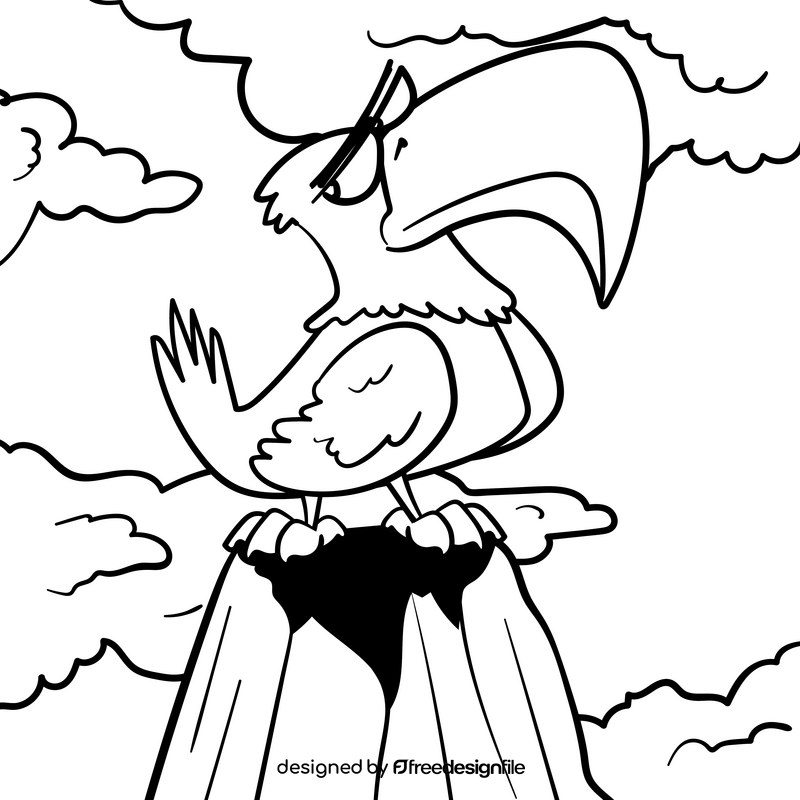 Eagle cartoon drawing black and white vector