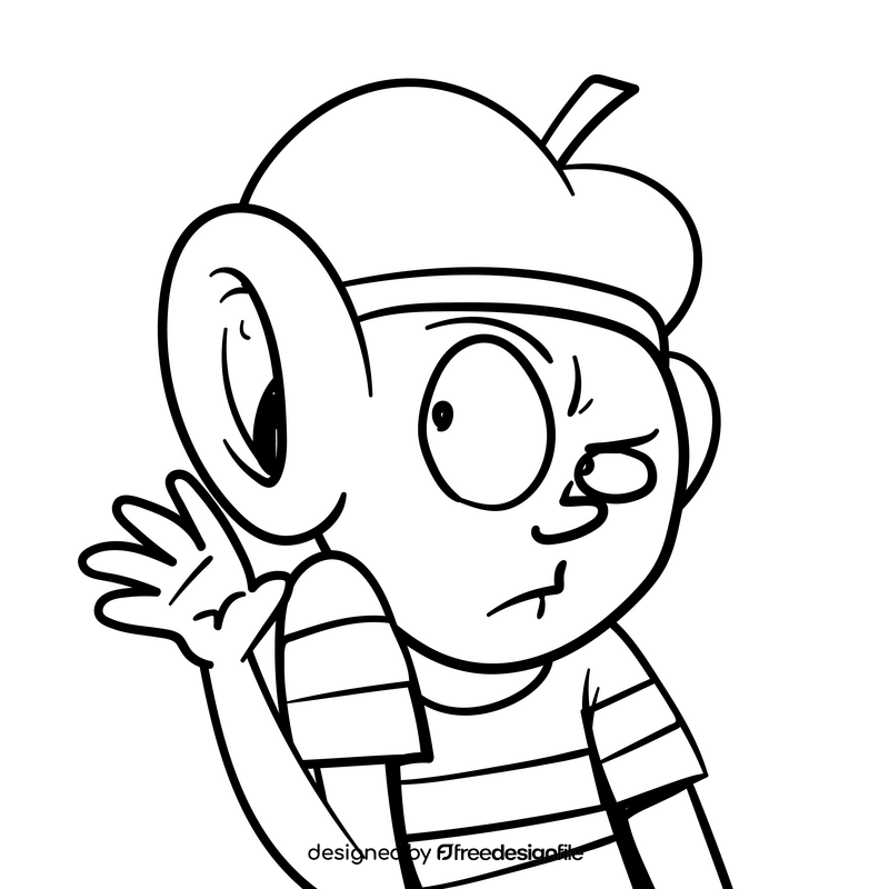 Ear cartoon black and white clipart