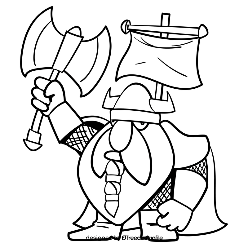 Fantasy dwarf cartoon black and white clipart