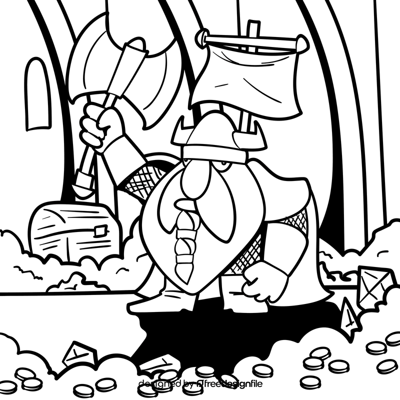 Fantasy dwarf cartoon drawing black and white vector