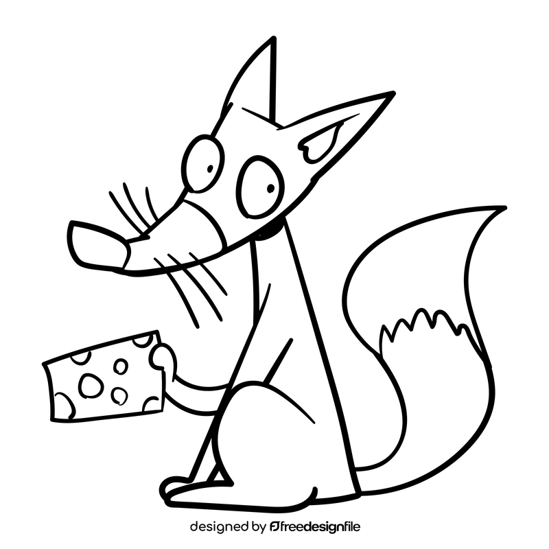 Fox cartoon black and white clipart