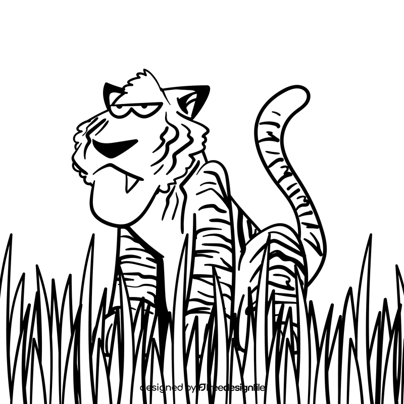 Tiger cartoon drawing black and white vector