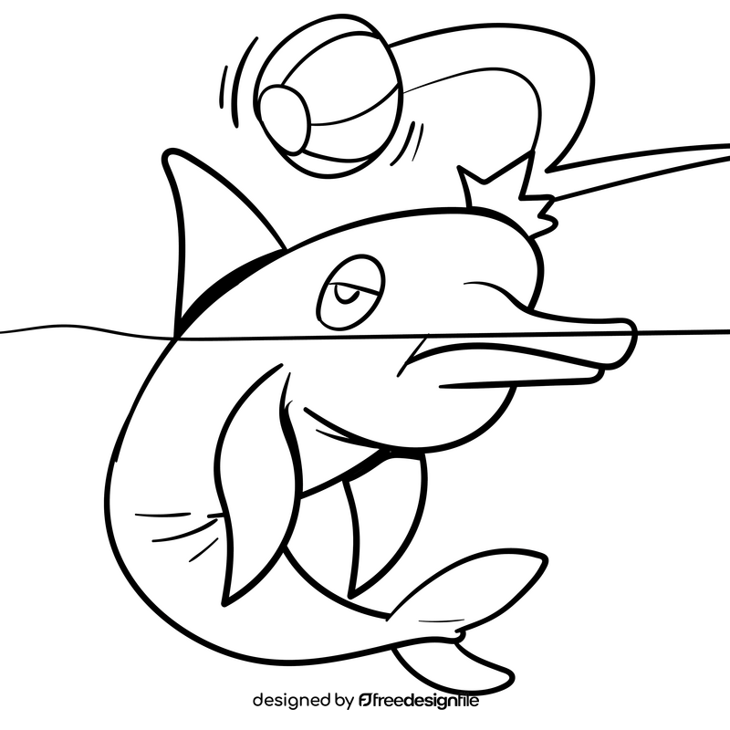 Dolphin cartoon drawing black and white vector
