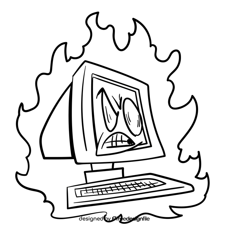 Flame cartoon black and white clipart