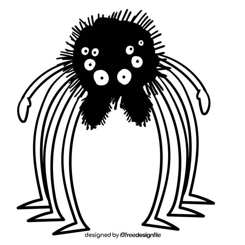 Spider cartoon black and white clipart