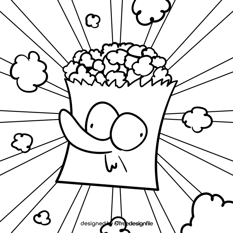 Popcorn cartoon drawing black and white vector